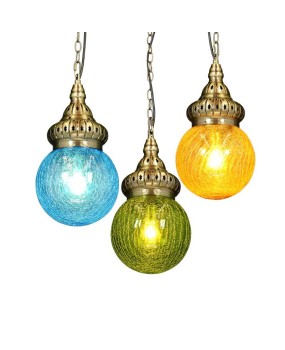 Arabic retro cracked colored glass chandelier hotel Western restaurant bar Southeast Asian bar counter display window corridor light