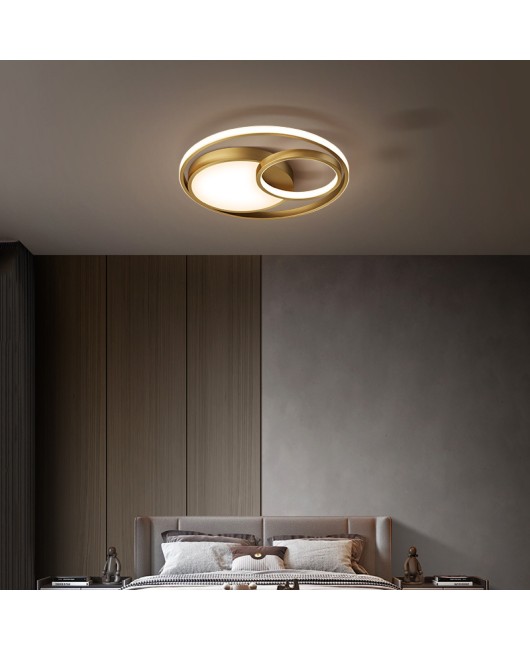 All copper minimalist modern bedroom light LED ceiling light creative personality Nordic light luxury master bedroom room study lighting