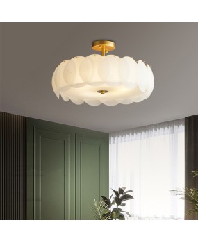 Bedroom Light Modern Simple French Internet Red LED Ceiling Light Round Glass Light Luxury Italian Master Bedroom Light