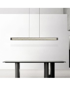 Italian minimalist one line long water patterned glass restaurant pendant light, creative designer, light luxury bar counter dining table light, high-end