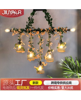 Industrial style creative hemp rope lamp music restaurant bar counter shop clothing milk tea shop internet celebrity decoration plant pendant light