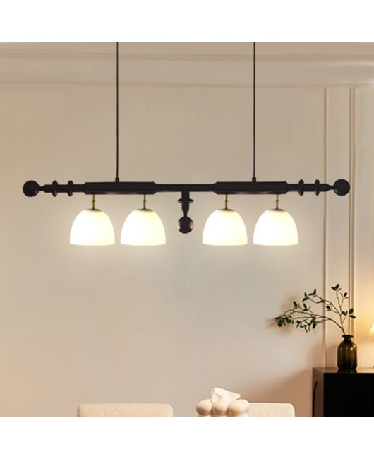 French medieval restaurant solid wood pendant light Wabi Sabi style, Nanyang style, black retro designer bar counter straight strip light