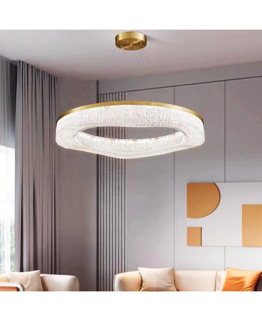 Full copper light luxury grand living room pendant light, postmodern designer art, living room dining room, creative minimalist resin pendant light