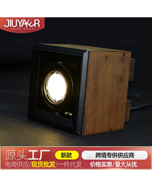 Mancoffee elm wood spotlights, surface mounted LED ceiling tube lights, clothing stores, Western restaurants, bars, internet cafes, wooden box spotlights