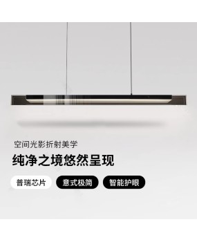 Italian minimalist restaurant pendant light, high-end modern minimalist island platform, artistic light and shadow, creative design sense, long glass lamp