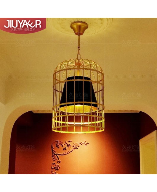 Iron birdcage pendant light, industrial style retro club restaurant, coffee shop, internet cafe, bar counter, golden decorative pendant light