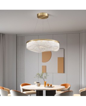 Full copper light luxury wave chandelier, postmodern designer art, living room, dining room, living room, creative minimalist resin chandelier