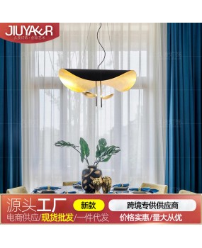 Italian designer's gold foil lotus leaf pendant light, industrial style retro hotel bar counter, coffee shop, restaurant, banquet hall light