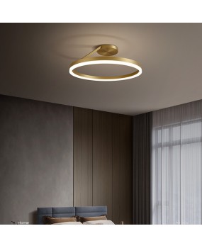 All copper minimalist modern bedroom light LED ceiling light creative personality Nordic light luxury master bedroom room study lighting