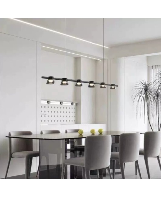 Italian minimalist restaurant pendant light, modern bar counter island, Nordic Italian designer, glass light luxury, one line long strip