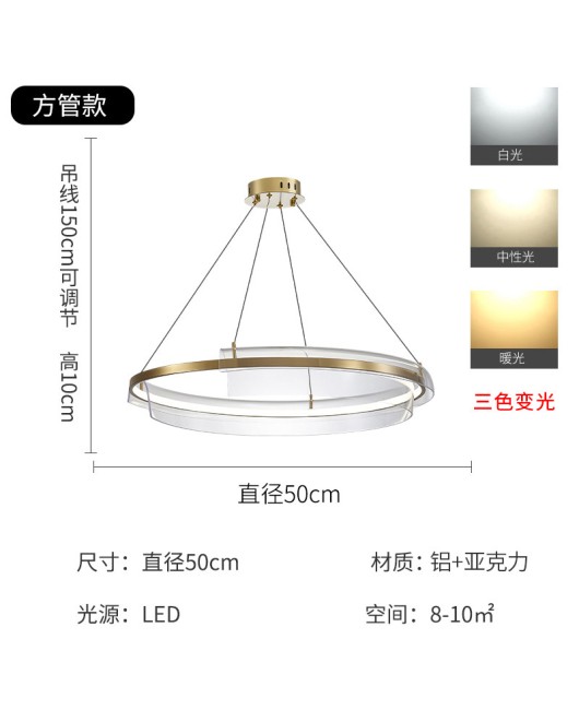Postmodern light luxury living room LED ring pendant light Nordic minimalist internet famous atmospheric restaurant designer bedroom pendant light