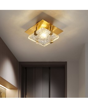 Corridor Light Luxury Postmodern Nordic Full Copper Marble Crystal Simple Balcony Entrance Hall Ceiling Light