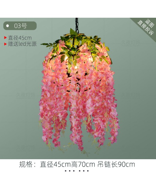 Industrial style retro walnut music restaurant bar plant flower pendant light creative green plant circular art pendant light