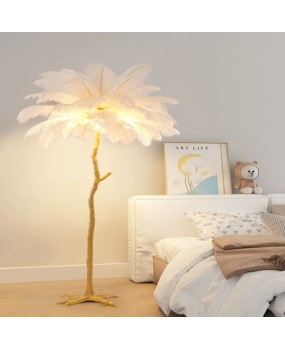 Nordic Cream Style Living Room Bedroom Feather Floor Lamp French Retro Internet Celebrity Live Room Atmosphere Lamp Standing Table Lamp