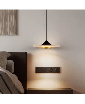Extremely simple Wabi Sabi style bedroom bedside pendant light, modern Spanish marble restaurant bar counter background wall, high-end pendant light
