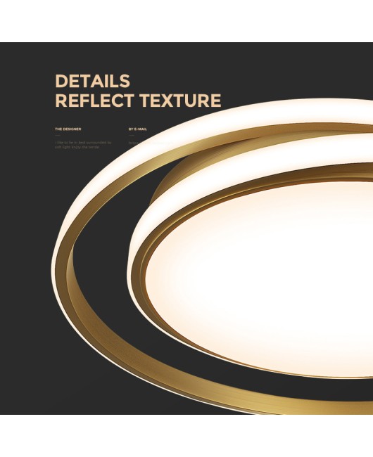 All copper minimalist modern bedroom light LED ceiling light creative personality Nordic light luxury master bedroom room study lighting