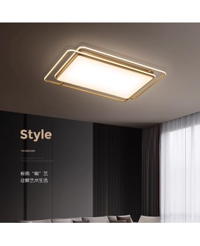 All copper living room light, modern, simple, atmospheric, home art, Mi Home intelligent rectangular eye protection, minimalist ceiling light