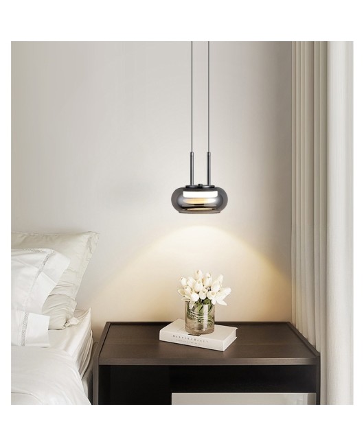 Bedroom bedside pendant light, high-end Italian minimalist light luxury creative design, background wall atmosphere, single head glass pendant light