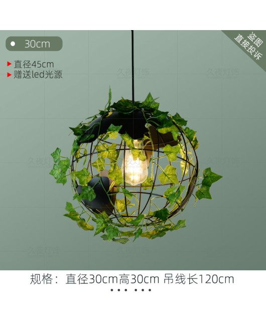 Industrial style retro walnut music restaurant bar plant flower pendant light creative green plant circular art pendant light