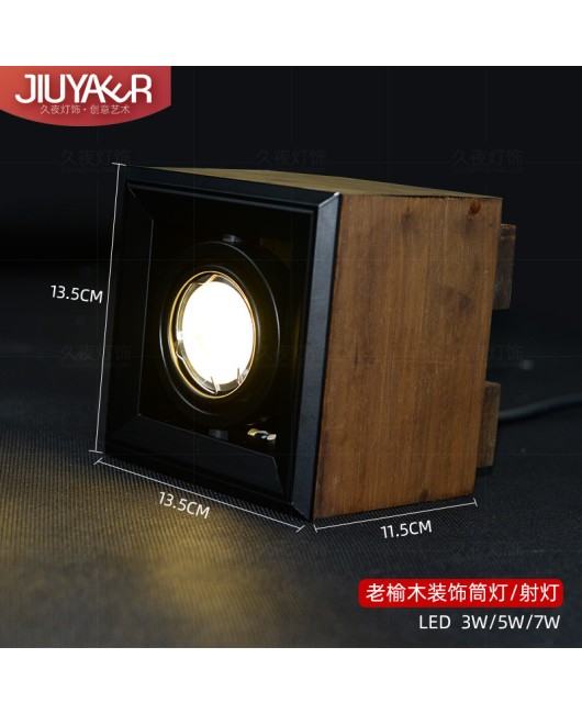 Mancoffee elm wood spotlights, surface mounted LED ceiling tube lights, clothing stores, Western restaurants, bars, internet cafes, wooden box spotlights