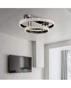 Light luxury grand living room ceiling light Italian minimalist home master bedroom light black designer new 2024 light fixture