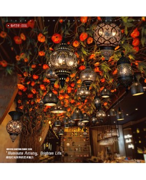 Arabic Thai Art Pendant, Southeast Asian Style Etched Pendant, Xinjiang Restaurant Hotel Villa Homestay Lighting