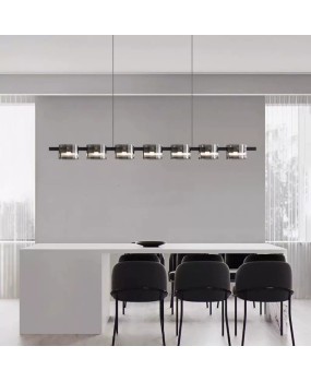Italian minimalist one line long glass restaurant pendant light, modern minimalist design bar counter, Nordic creative living room light