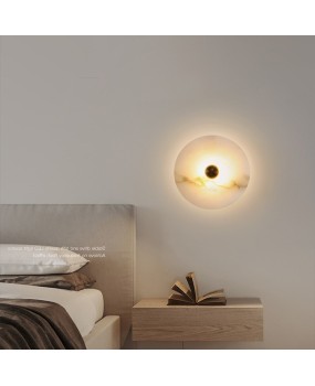 Designer's Spanish marble living room TV background wall light, luxurious modern minimalist creative bedroom headboard
