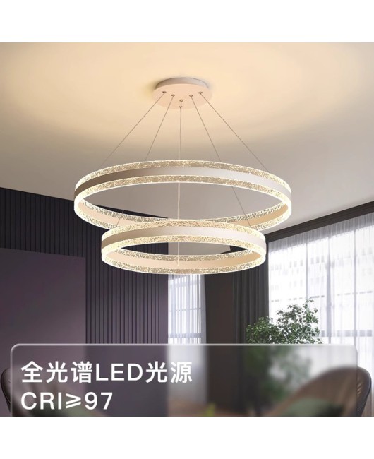 Living room light full spectrum eye protection light, modern and simple Nordic light luxury circular dining room pendant light, LED high color rendering light