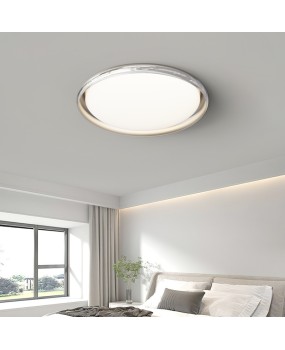 2024 minimalist chrome circular Nordic style ceiling light for bedrooms, minimalist modern master bedroom and second bedroom lighting fixtures