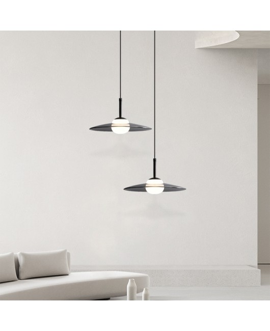 Italian minimalist all copper glass bedroom bedside pendant light, Nordic modern minimalist restaurant bar counter foyer hanging line light