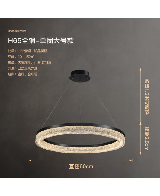 Italian minimalist living room pendant light, modern minimalist high-end resin living room light, villa hall circle main light, dining room light