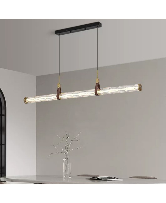 Italian minimalist restaurant water patterned glass pendant light, modern minimalist personality art, long strip creative bar counter exhibition hall pendant light