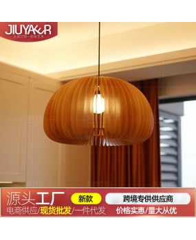French vintage medieval art chandelier Japanese retro homestay coffee restaurant study wooden pumpkin chandelier