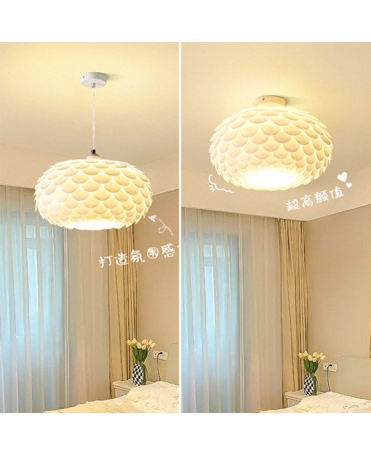 Bedroom ceiling light, modern and simple, master bedroom, study, warm French cream style lighting, creative feather room light