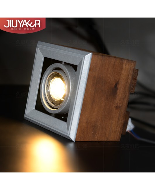 Mancoffee elm wood spotlights, surface mounted LED ceiling tube lights, clothing stores, Western restaurants, bars, internet cafes, wooden box spotlights