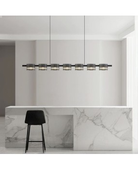 Italian style light luxury Changhong glass tile one line restaurant pendant light, modern minimalist and atmospheric bar counter island long pendant light
