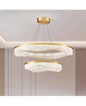 Full copper light luxury grand living room pendant light, postmodern designer art, living room dining room, creative minimalist resin pendant light