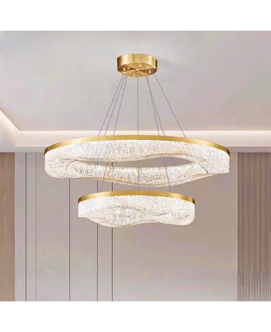 Full copper light luxury grand living room pendant light, postmodern designer art, living room dining room, creative minimalist resin pendant light