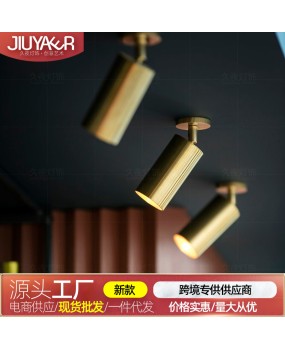 Nordic gold surface mounted spotlights, living room dining room ceiling lights, clothing store backgrounds, LED tracks, brass colored spotlights
