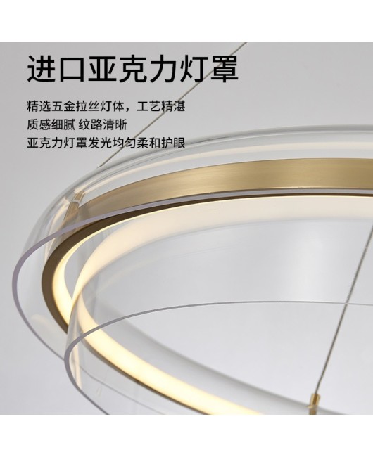 Postmodern light luxury living room LED ring pendant light Nordic minimalist internet famous atmospheric restaurant designer bedroom pendant light