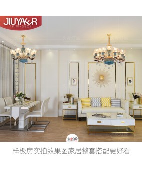 European style living room crystal chandelier, French style palace countryside villa retro ceramic chandelier, light luxury bedroom glass chandelier