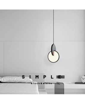 Italian minimalist high-end bedroom headboard pendant light, Nordic designer's new black hole stone bar counter bay window foyer lighting fixture