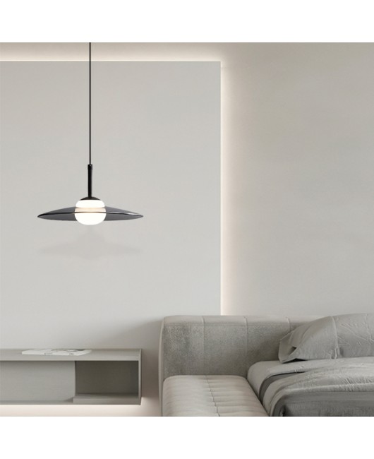 Italian minimalist all copper glass bedroom bedside pendant light, Nordic modern minimalist restaurant bar counter foyer hanging line light