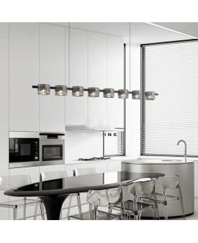Italian style light luxury Changhong glass tile one line restaurant pendant light, modern minimalist and atmospheric bar counter island long pendant light