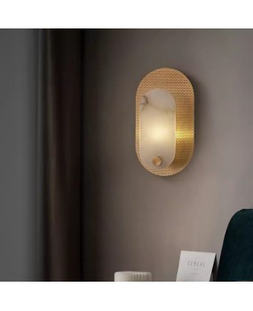 Full copper marble Italian style light luxury high-end feeling bedroom bedside lamp designer creative internet famous living room background wall lamp