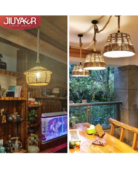 Retro hemp rope pendant light, internet famous Southeast Asian Zen style homestay, Western restaurant, clothing store, hotpot restaurant, hallway lighting fixtures