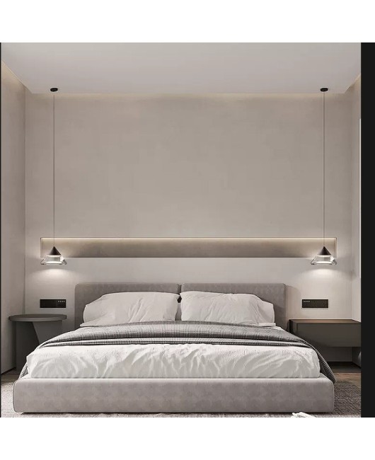 Italian minimalist bedside pendant light with a modern and high-end feel, light luxury and adjustable bedroom small pendant light