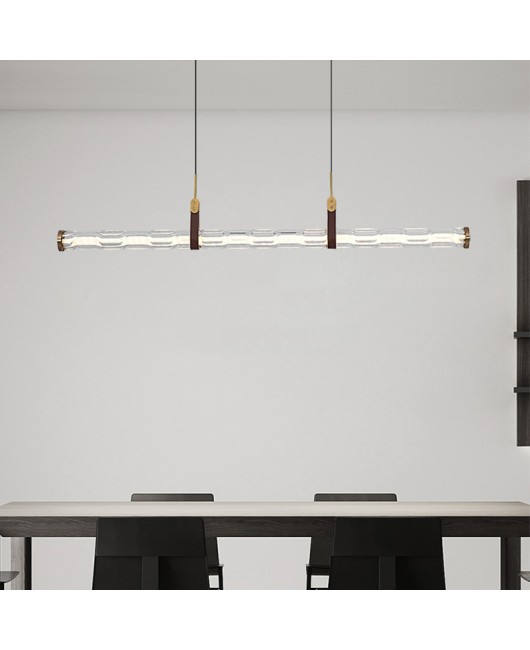 Italian minimalist restaurant water patterned glass pendant light, modern minimalist personality art, long strip creative bar counter exhibition hall pendant light