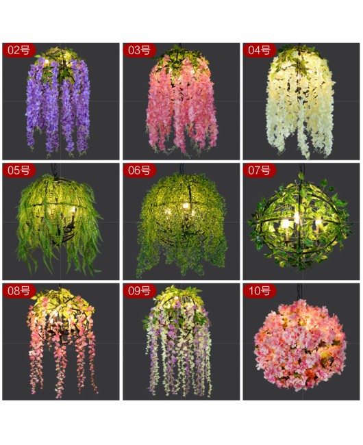 Industrial style retro walnut music restaurant bar plant flower pendant light creative green plant circular art pendant light